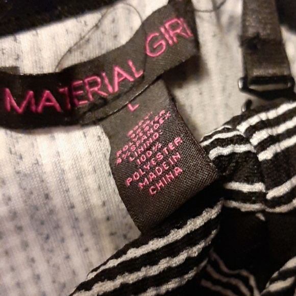 Material Girl Duo-2 Style Blk/White Striped Flair Skater Dress Size L - Picture 13 of 13